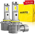 AUXITO 2024 Upgraded 9006 HB4 LED Headlight Bulb, 800% Super Bright, 6500K White Wireless 9006 Low Beam Headlight Bulb with Fan, Pack of 2