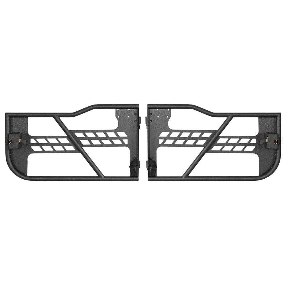 Hooke Road Fit 2018-2023 Jeep Wrangler JL 2-Door Steel Tubular Half Door Guards Frame Black