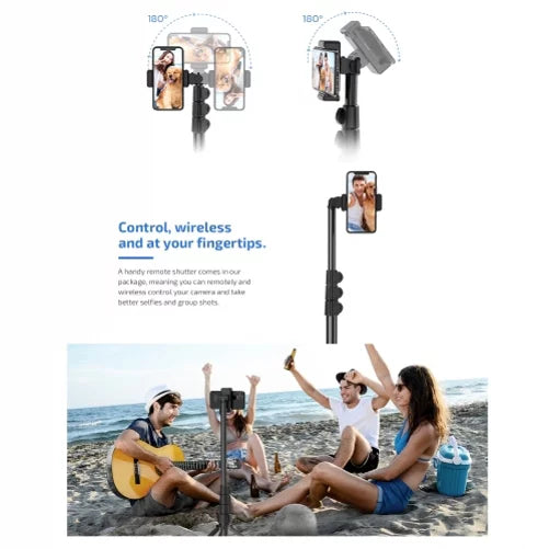 67" Extendable Tripod Stand Wireless Remote Shutter Selfie Stick K4P for Galaxy J7 V (2017) Perx S6 Edge+ S7 Edge S8 active S10e S10 On5 J3 Emerge 5G Note 9 8 20 10 Plus S21 FE 5G J5