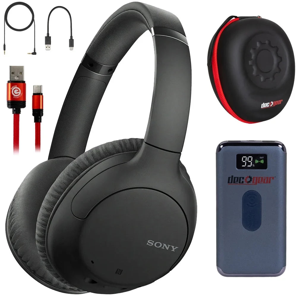 WH-CH710N Wireless Noise-Canceling Headphones (Black) with Deco Gear Case Bundle