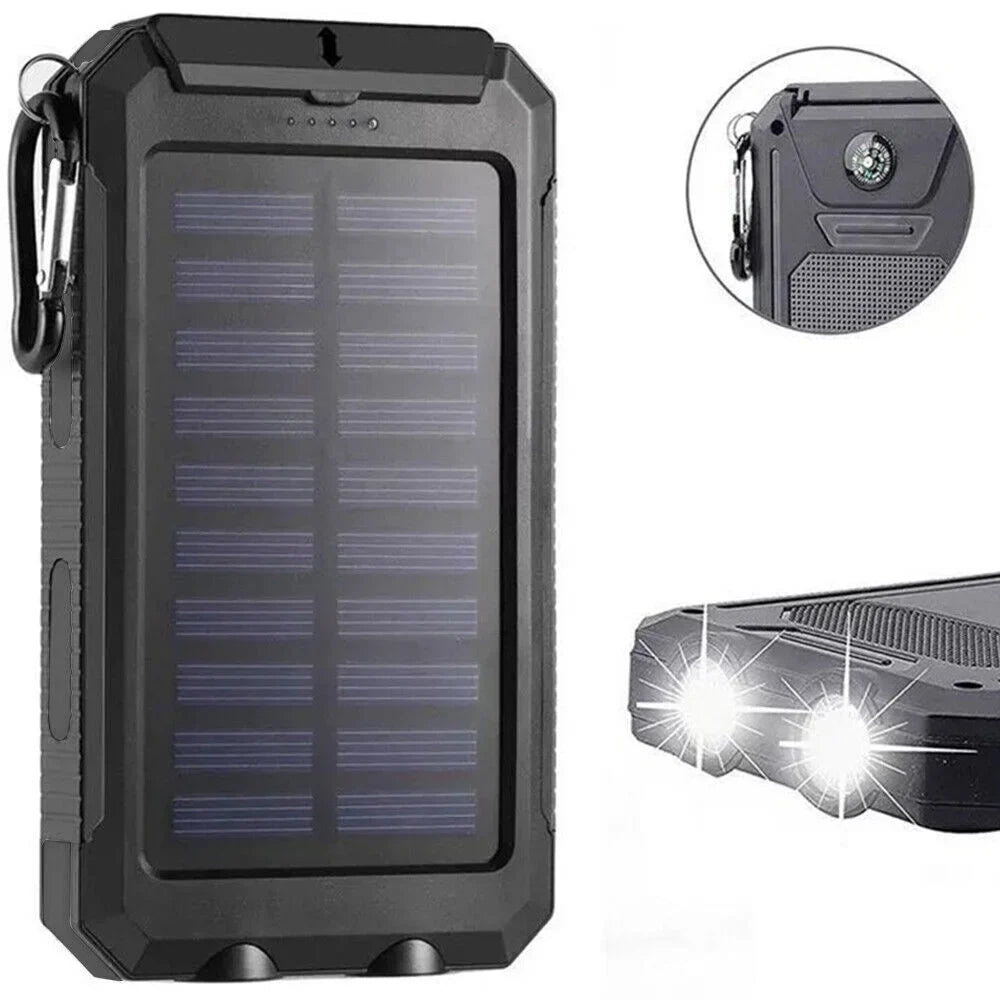 Super 90000000mAh USB Portable Charger Solar Power Bank For Cell Phone Black US