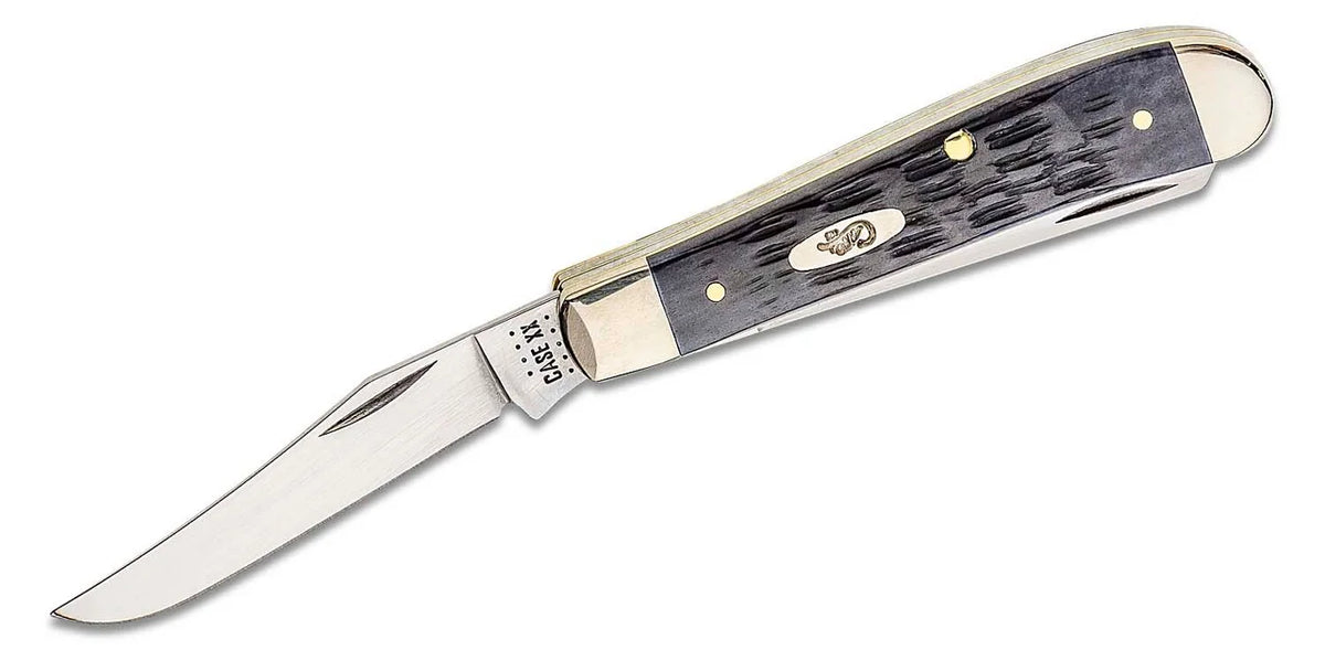 Case XX Knives Pocket Worn Crandall Jigged Gray Bone Mini Trapper Carbon Steel Pocket Knife 58414