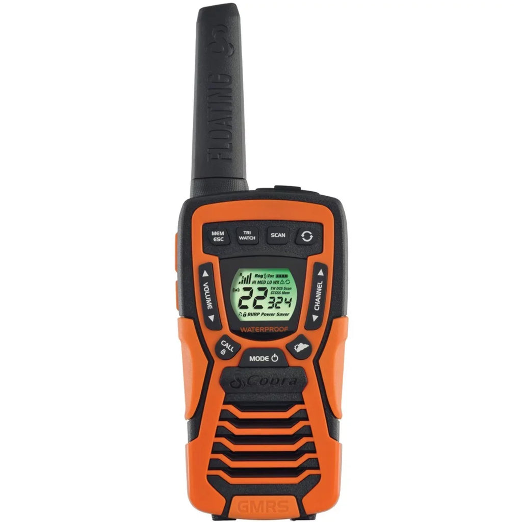 COBRA ACXT1035R FLT Floating Walkie Talkies- Fluid Rechargeable, Long Range up to 37-Mile Two Way Radio with NOAA Weather Alert & VOX ( 2 Pack )