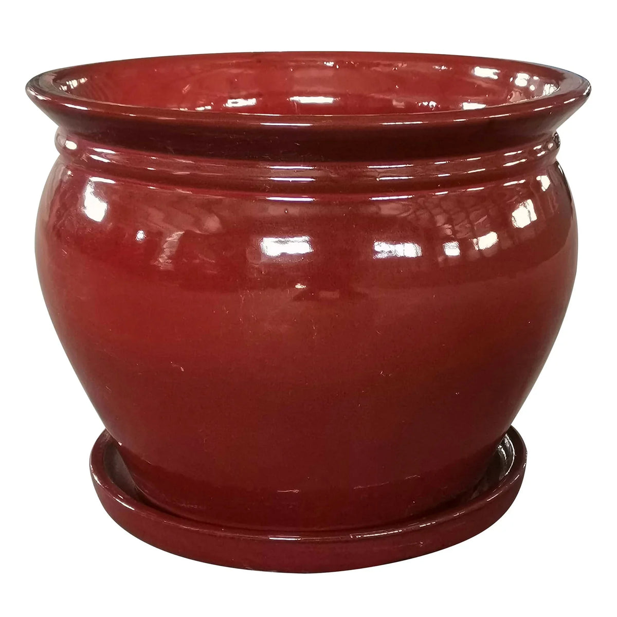 Southern Patio Wisteria 8" Round Ceramic Planter Pot with Saucer, (4 Pack)