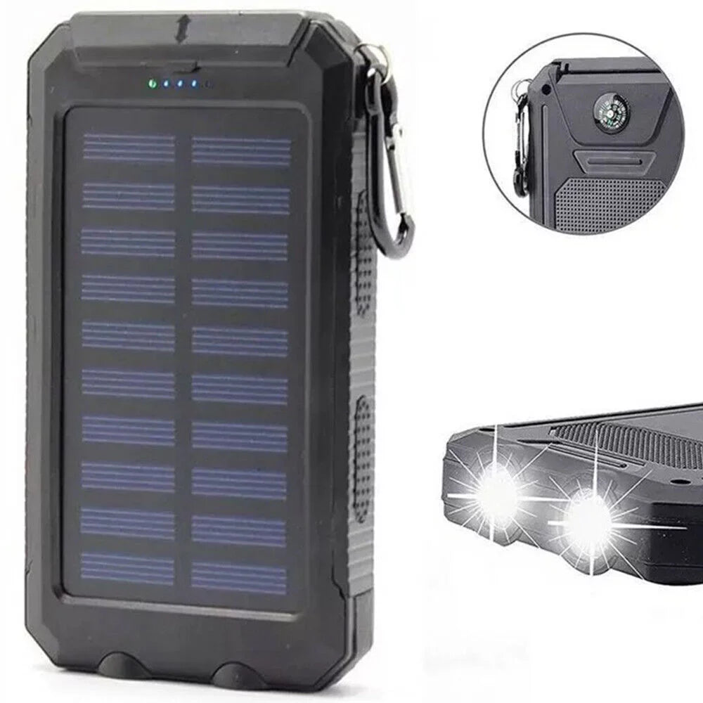 Super 90000000mAh USB Portable Charger Solar Power Bank For Cell Phone Black US
