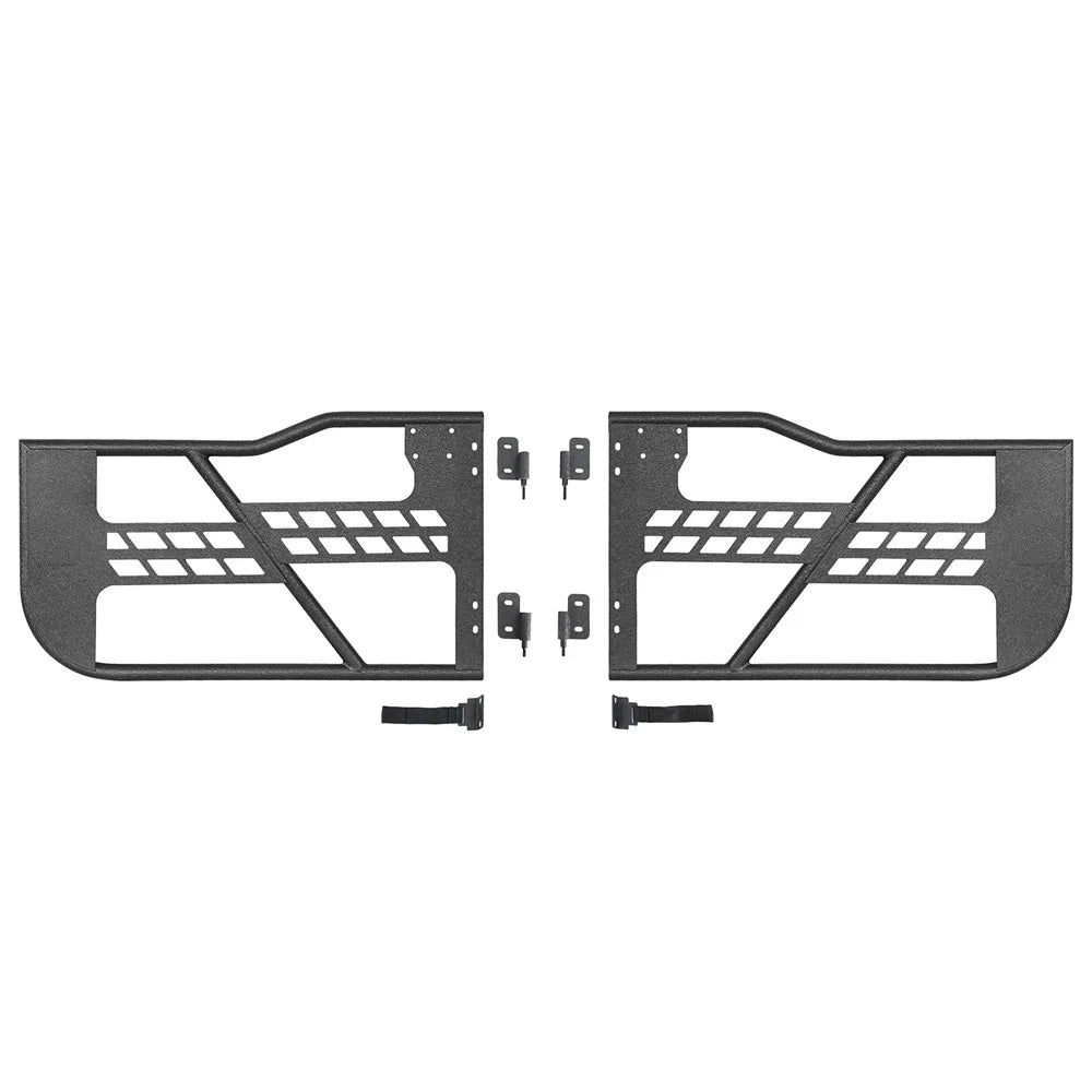 Hooke Road Fit 2018-2023 Jeep Wrangler JL 2-Door Steel Tubular Half Door Guards Frame Black