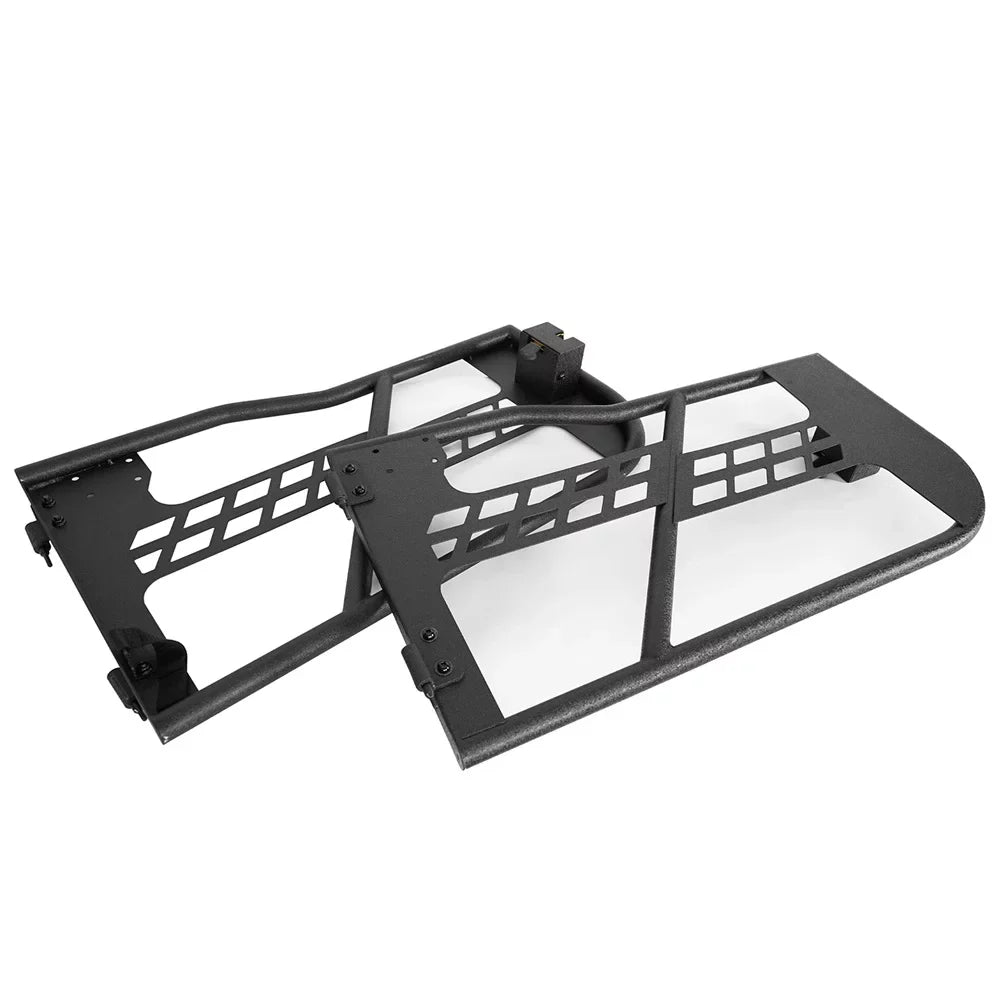 Hooke Road Fit 2018-2023 Jeep Wrangler JL 2-Door Steel Tubular Half Door Guards Frame Black
