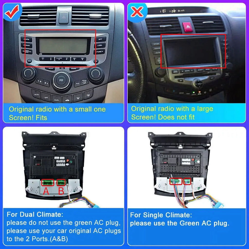 2+32G for Honda Accord 2003 to 2007 Wireless Carplay Android Auto Mirror Link 10.1'' Monitor Car Stereo Radio Android 13 Bluetooth GPS Wifi Hifi, AHD Backup Camera
