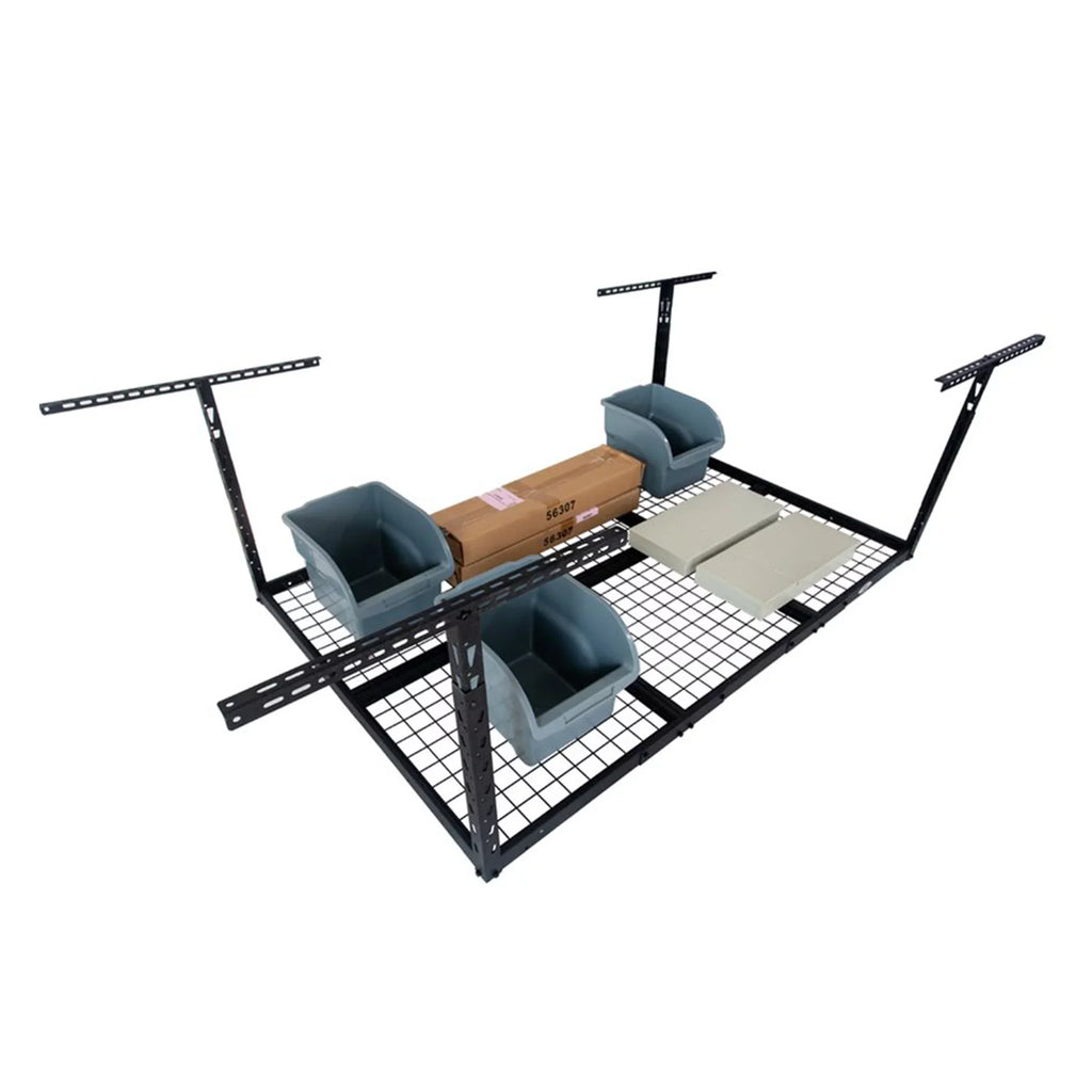 CAT 72 x 48 Inch Steel Adjustable Garage Ceiling Storage Rack System, Black