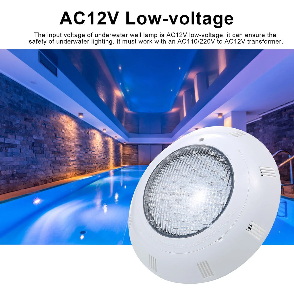 AC12V 45W LED RGB Swimming Pool Lights 7 Color Changing Liquid Lamp IP68 Fluid Pool Light with Remote Control