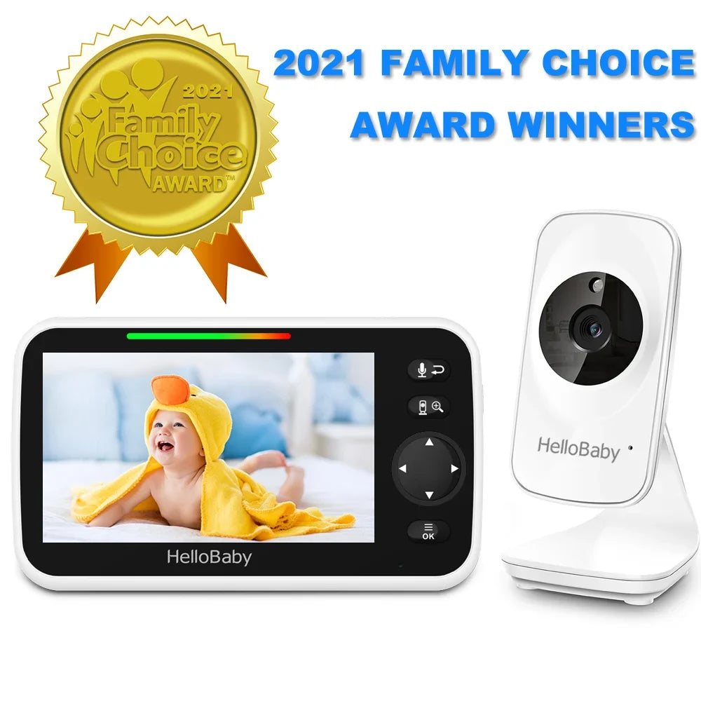 Video Baby Monitor with Camera and Audio, 5" Color LCD Monitor HelloBaby Monitor Camera, Infrared Night Vision, Temperature Display, Lullaby, Two Way Audio and VOX Mode 5 inches
