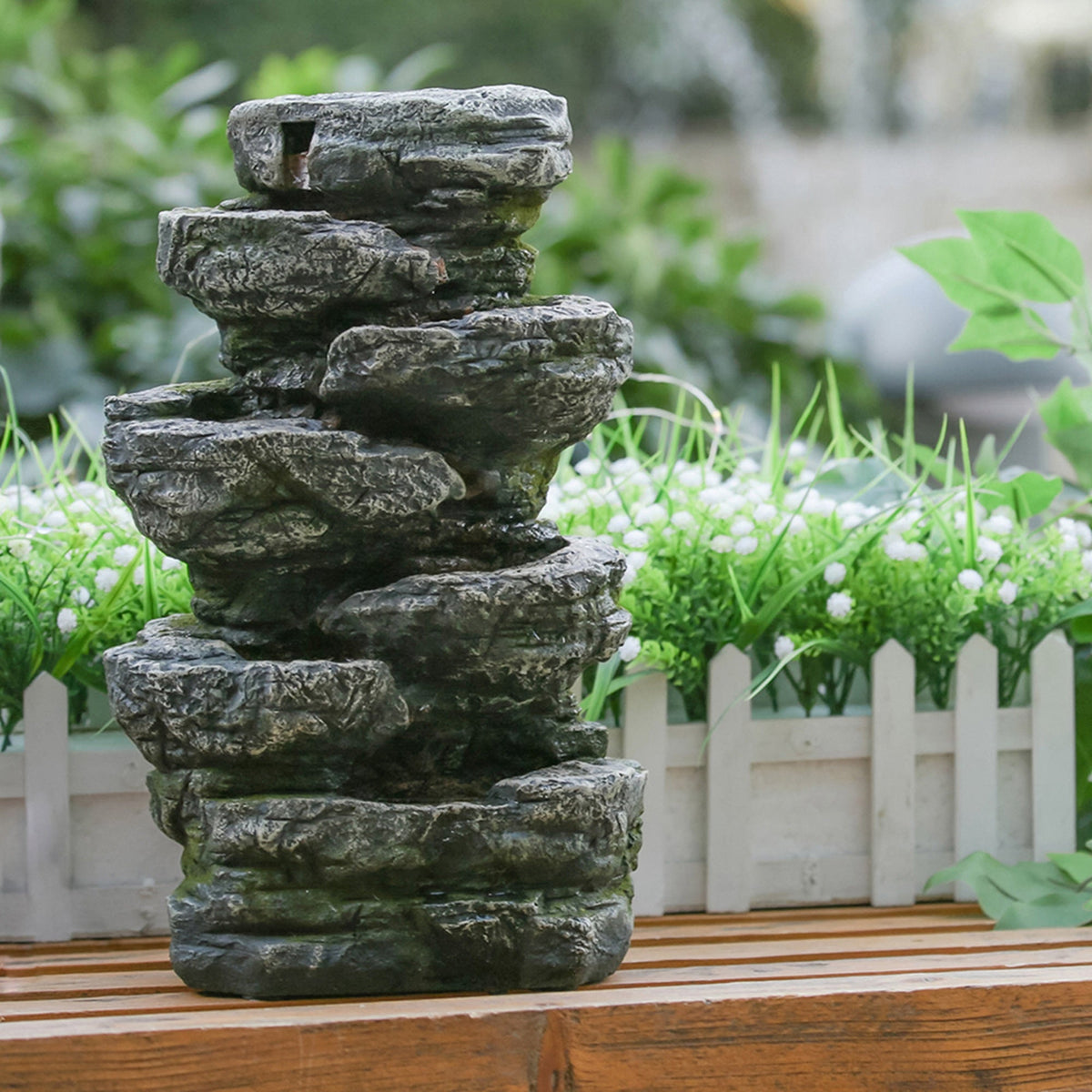Cascading Rock Liquid Fountain - Soothing Fluid Sounds & LED Lighting