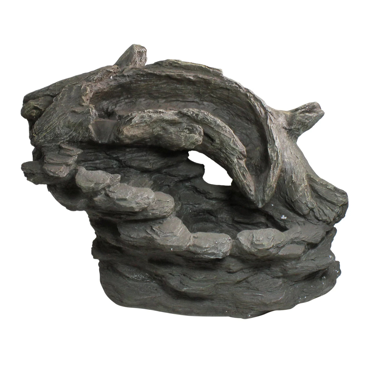 Northlight 27" Faux Wood and Rock Outdoor Garden Fluid Fountain