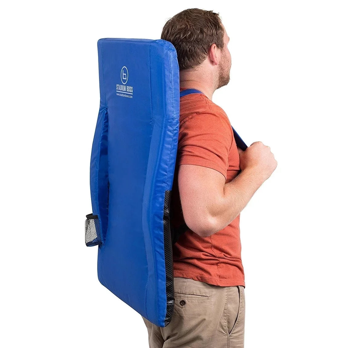 BirdRock Brands Stadium Boss Recliner Stadium Seat for Bleachers, Benches, Lawns, Backyard, Camping & Beach - 6 Reclining Positions - Blue