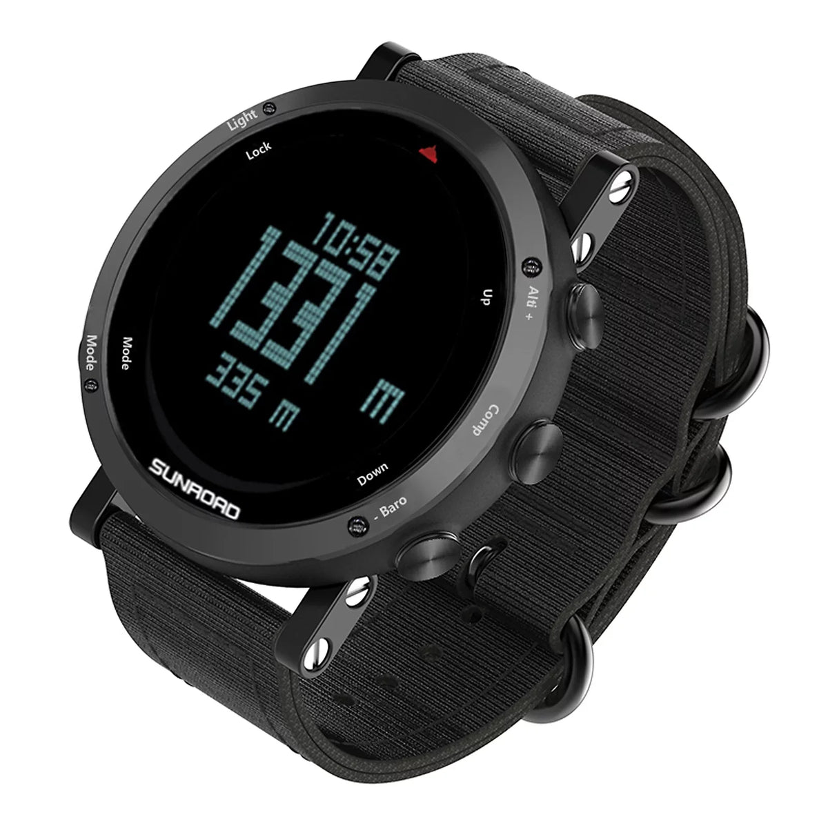SUNROAD Barometer Altimeter Compass Thermograph Weather Forecast Men Watch 50meters Fluid Multifunctional Sports Watch for Mountaineering Running Trekking Camping