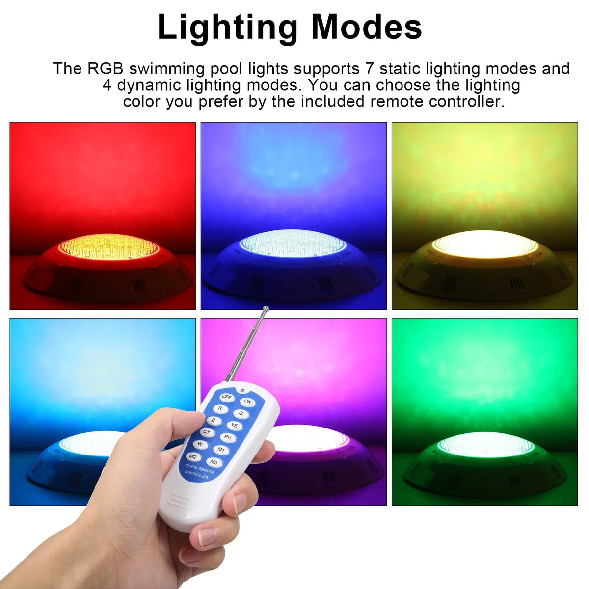 AC12V 45W LED RGB Swimming Pool Lights 7 Color Changing Liquid Lamp IP68 Fluid Pool Light with Remote Control