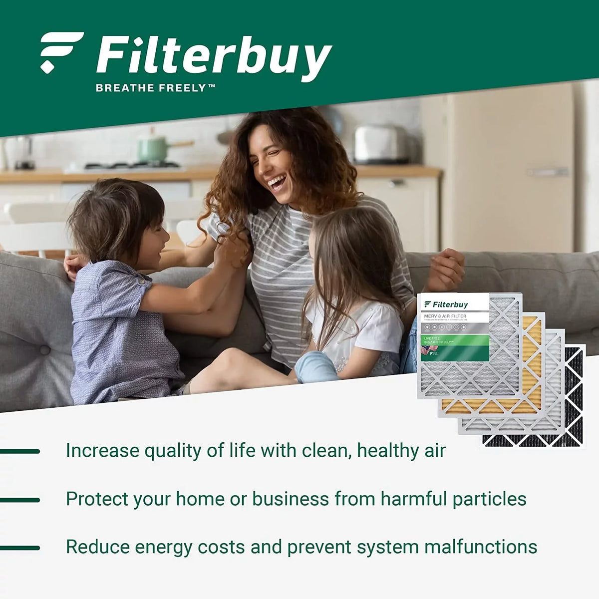 Filterbuy 10x10x2 MERV 8 Pleated HVAC AC Furnace Air Filters (6-Pack)
