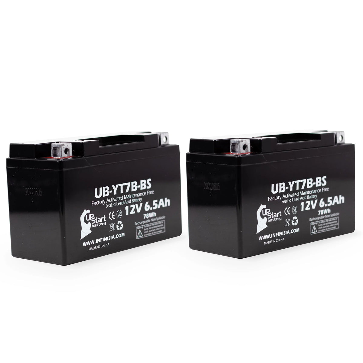2-Pack Replacement 2012 Bombardier (Can-Am) DS450 450CC Factory Activated, Maintenance Free, ATV Battery - 12V, 6Ah, UB-YT7B-BS