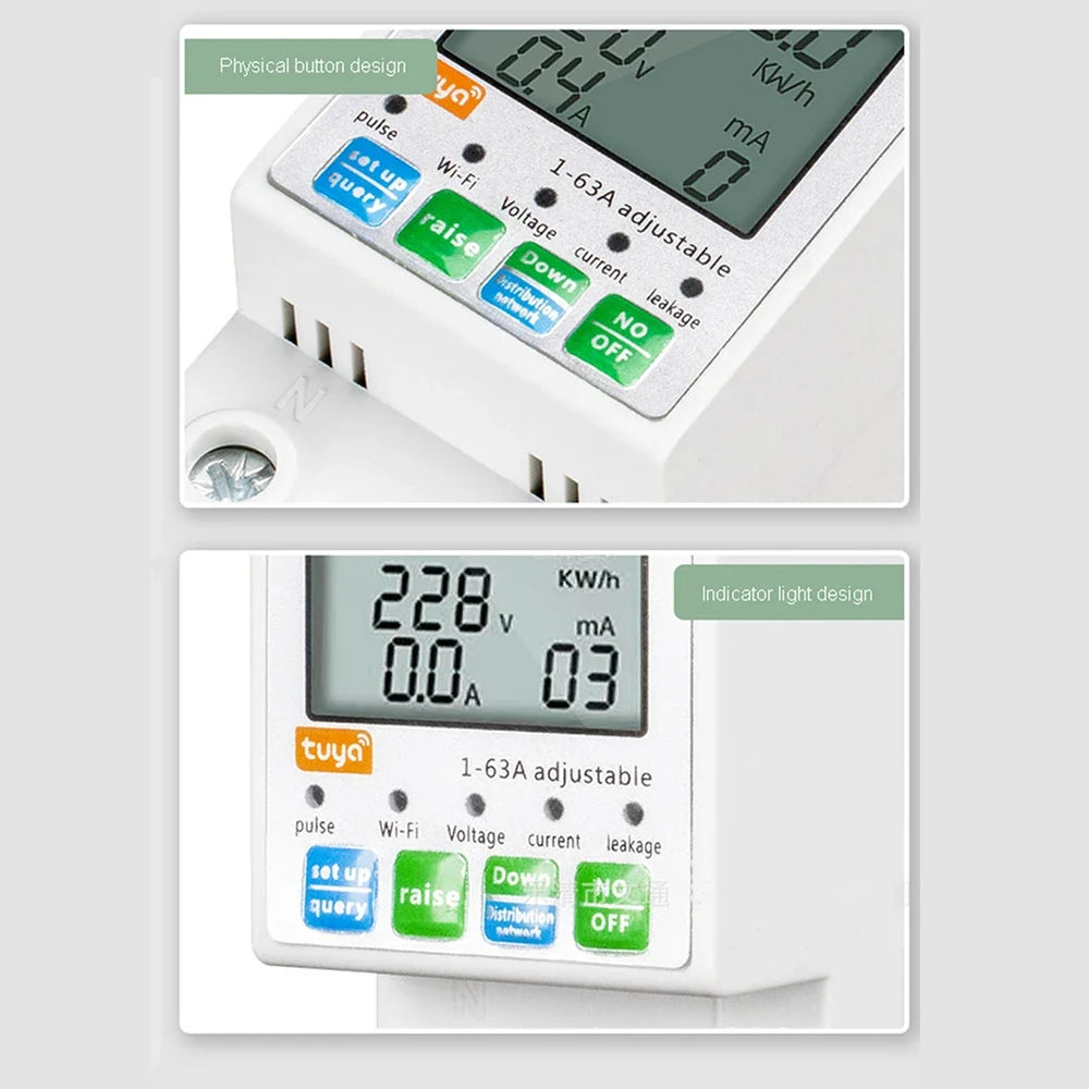 Xiaomi 63A Din Rail WIFI Smart Energy Meter Timer Power Monitor KWh Meter Wattmeter 110V 220V Smart Life Alexa Google Home Alice