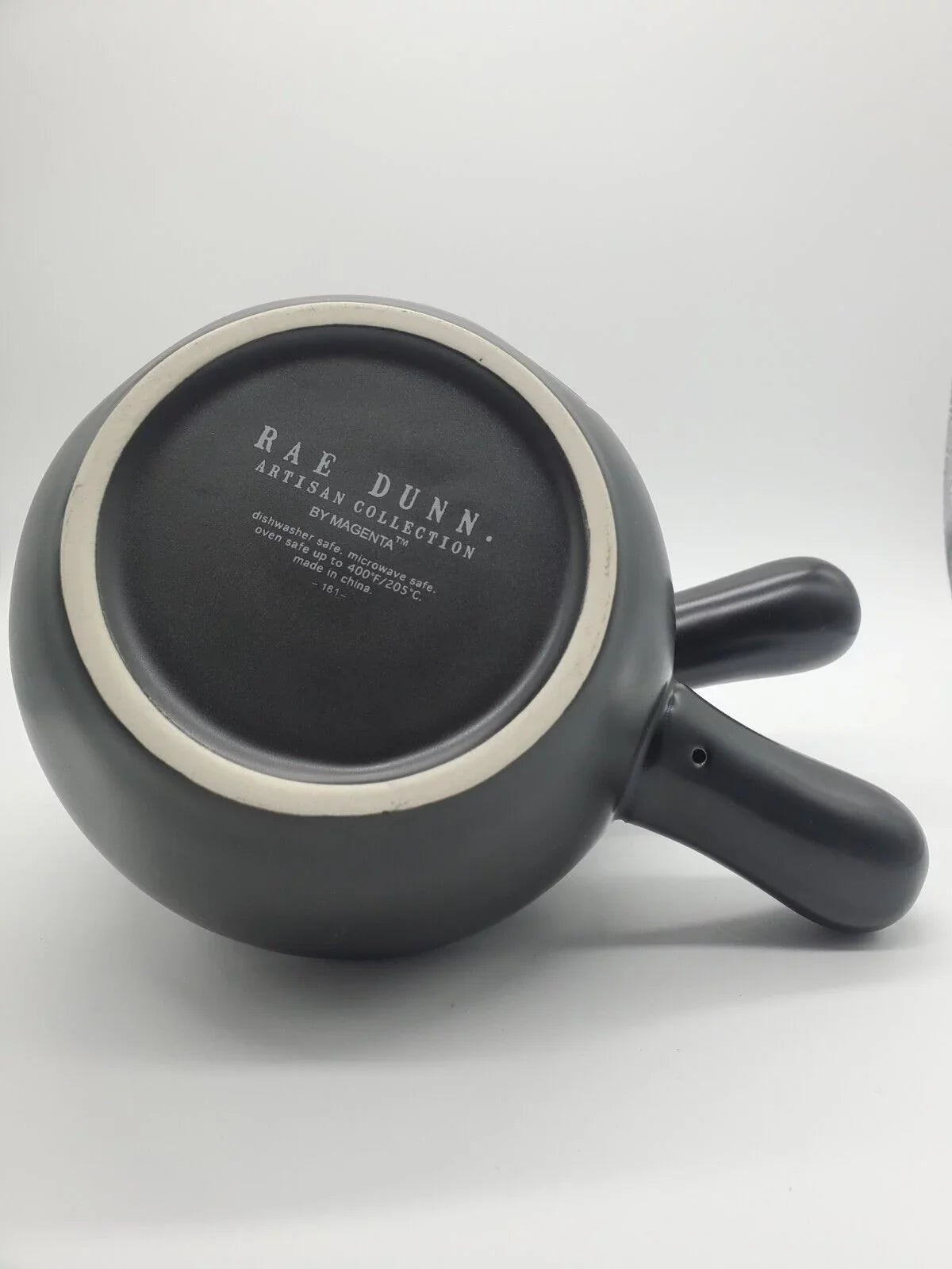 Rae Dunn CHILI Handled Bowl Black Ceramic with White LL Letters