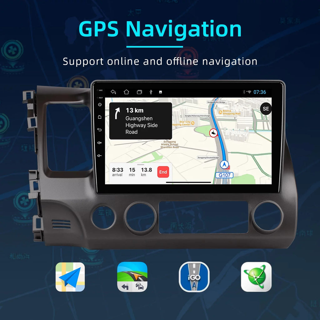 10.1 inches Android 10 Double Din Car Stereo for Honda Civic 2006-2011 IPS Display Monitor Car Radio with Carplay & Android Auto Support Backup Camera GPS Navi FM BT