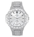Bigger is Better Oversized Diamonds or Baguette Diamonds for The Luxurious King. Your Style!! Your Choice!! - Bling-ed Out Oblong Metal Mens Watch - ST10316CE (Silver Silver)