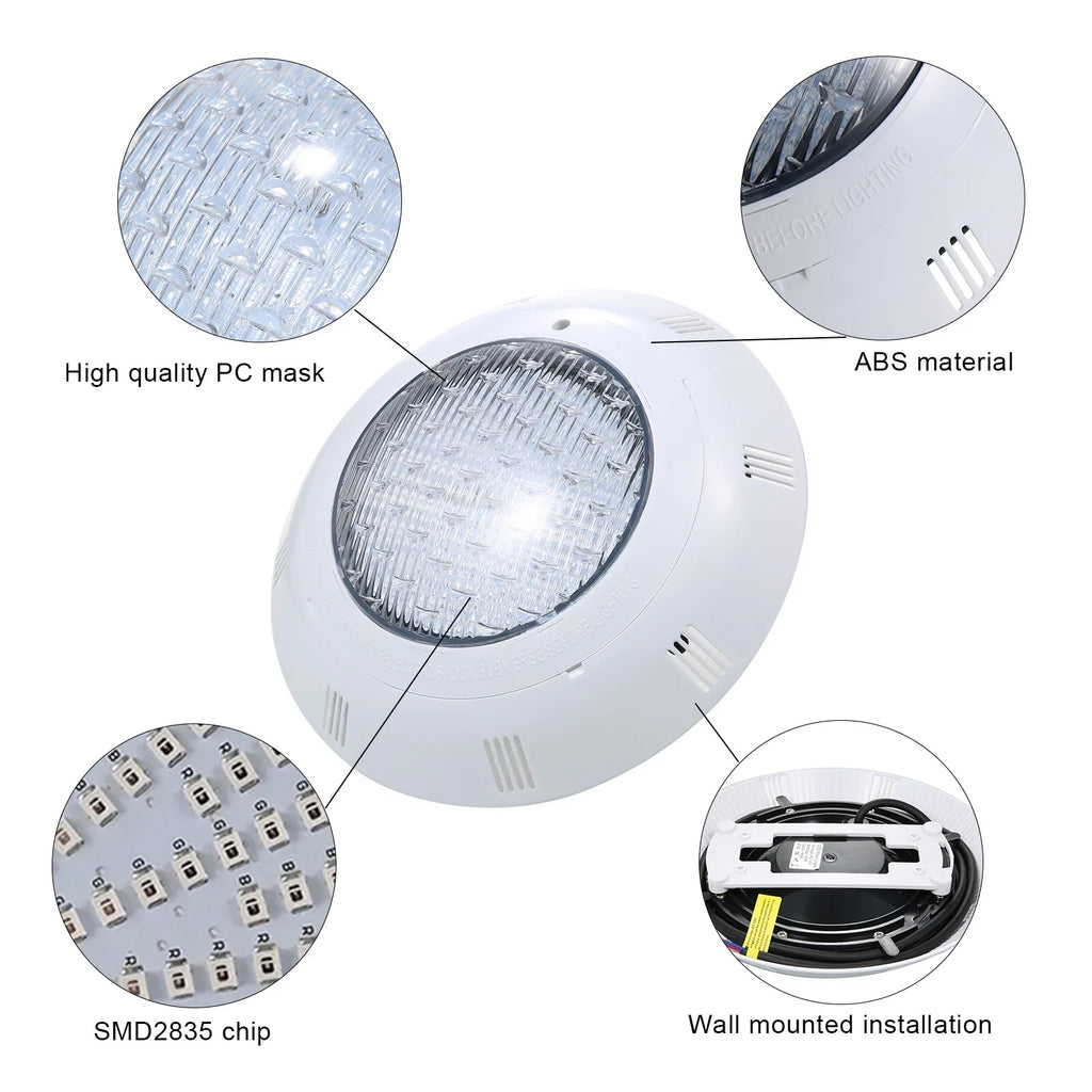 AC12V 45W LED RGB Swimming Pool Lights 7 Color Changing Liquid Lamp IP68 Fluid Pool Light with Remote Control