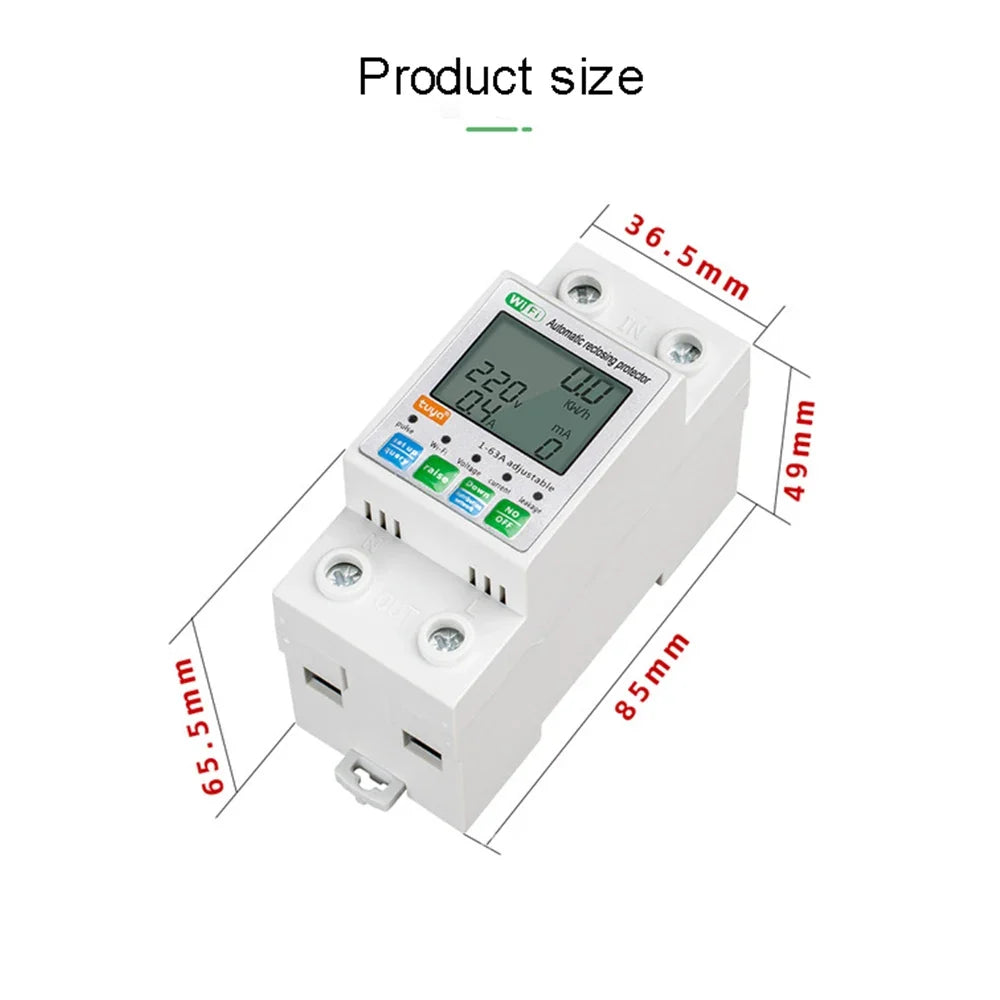 Xiaomi 63A Din Rail WIFI Smart Energy Meter Timer Power Monitor KWh Meter Wattmeter 110V 220V Smart Life Alexa Google Home Alice