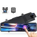 TOGUARD Rear View Mirror Camera, 12" Touch Monitor 4K+1080P Front and Rear Dash Cam, Parking Assist, Parking Monitoring, GPS