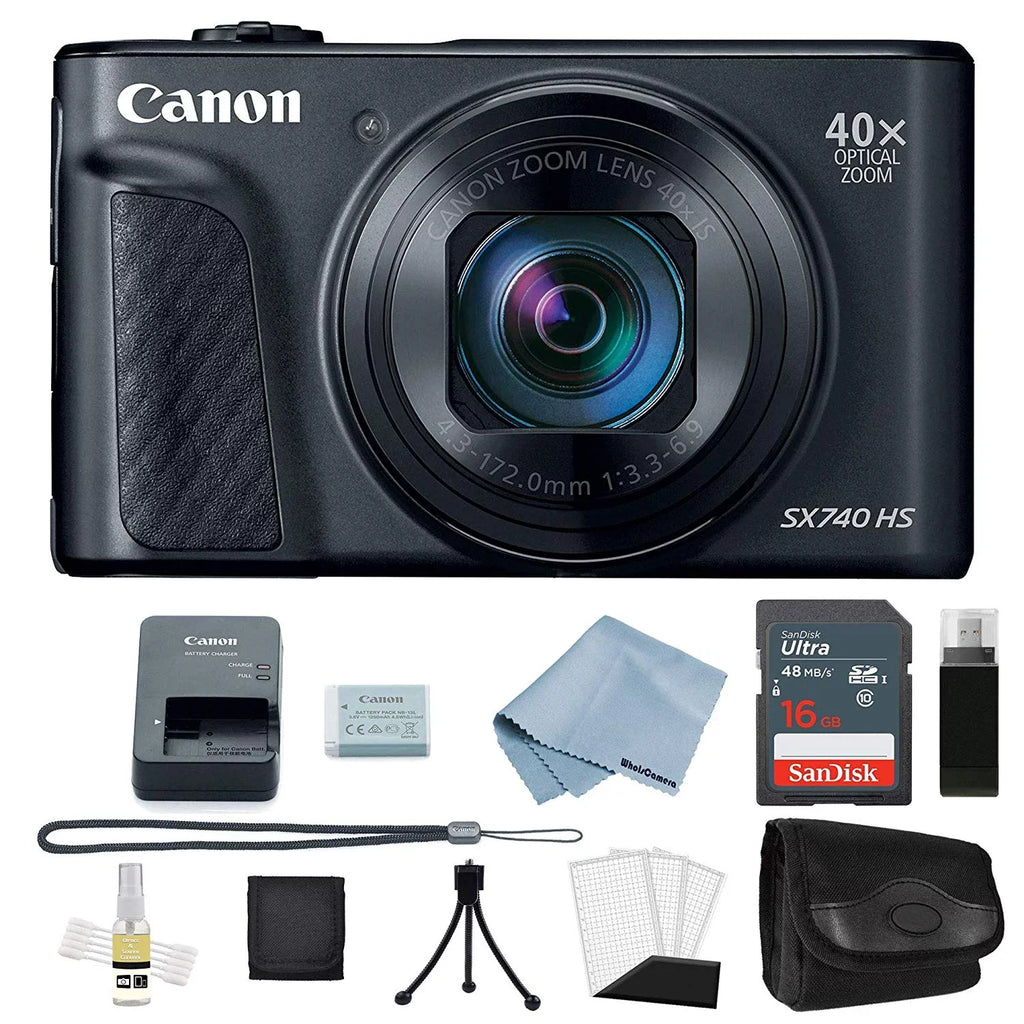 Powershot SX740 HS 4K Video Digital Camera Black + Basic Bundle