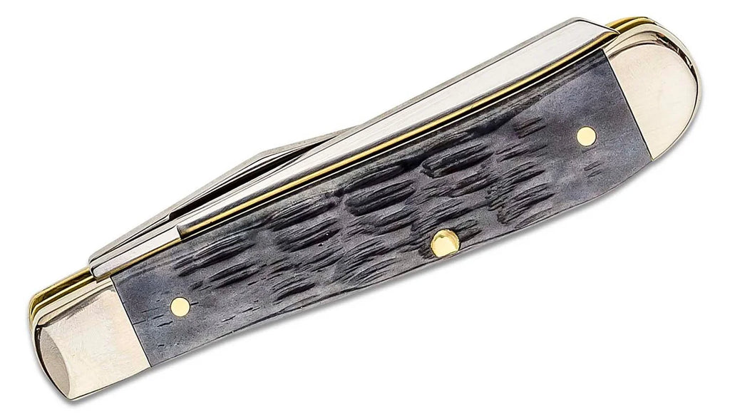 Case XX Knives Pocket Worn Crandall Jigged Gray Bone Mini Trapper Carbon Steel Pocket Knife 58414