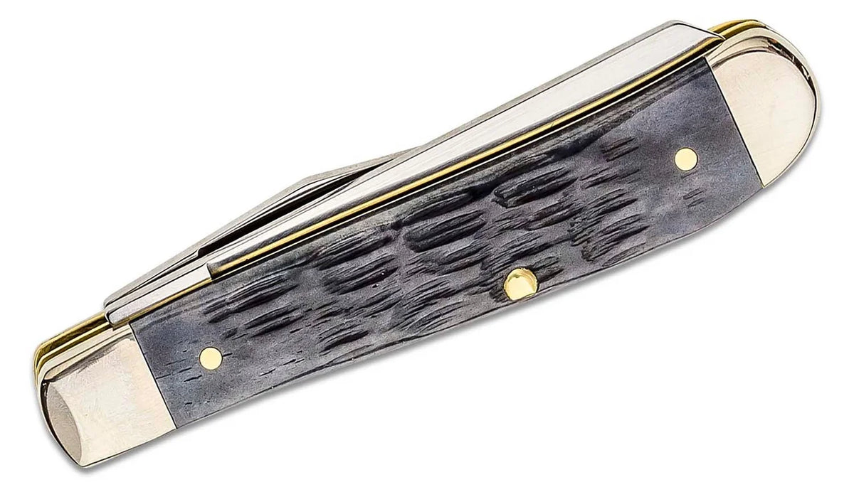 Case XX Knives Pocket Worn Crandall Jigged Gray Bone Mini Trapper Carbon Steel Pocket Knife 58414