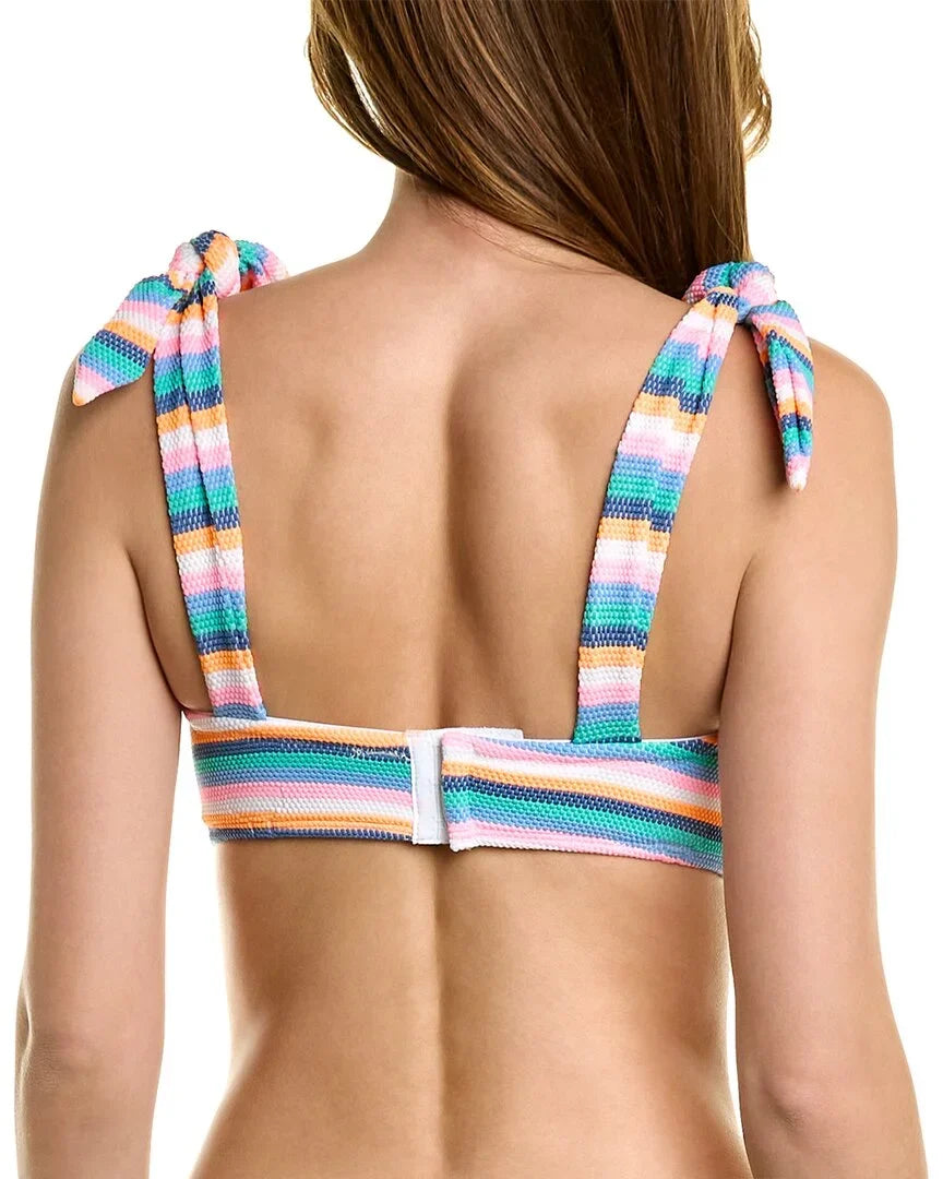 Shoshanna womens Tie-Strap Retro Bikini Top, d, Green