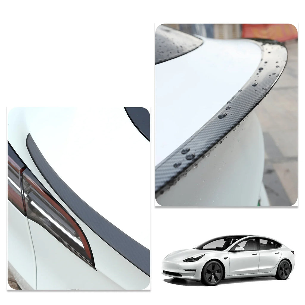 Rear Trunk Lip Spoiler Wing (Matte Carbon Fiber) For 2017 - 2023 Tesla Model 3
